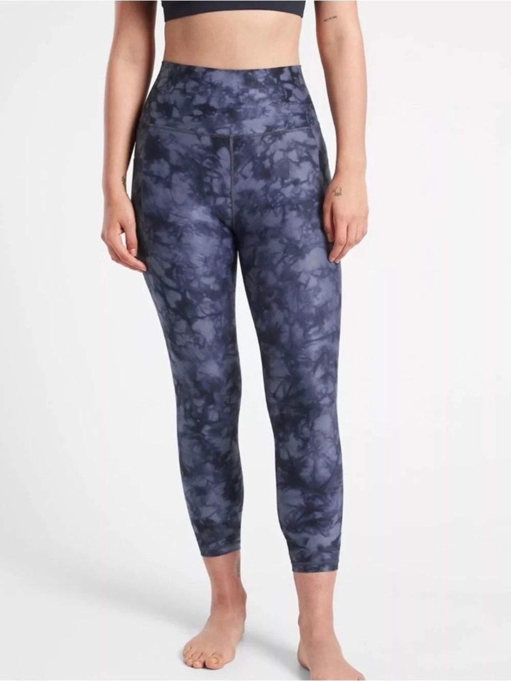 Athleta Powervita Blue Tie Dye Salutation 7/8 Leggings XSP